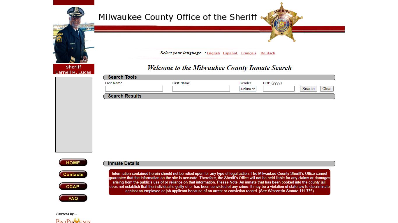 :: Milwaukee County :: Inmate Locator